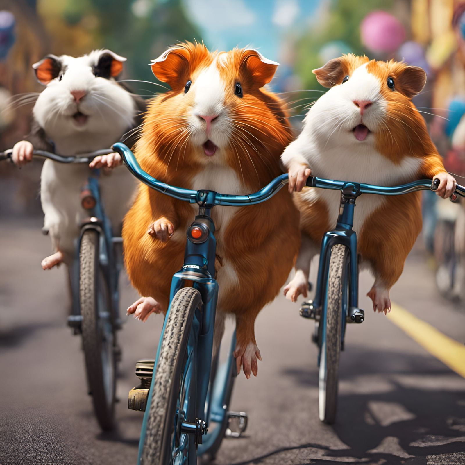 Guinea Pigs on Bikes: Hyperrealistic Concept Art