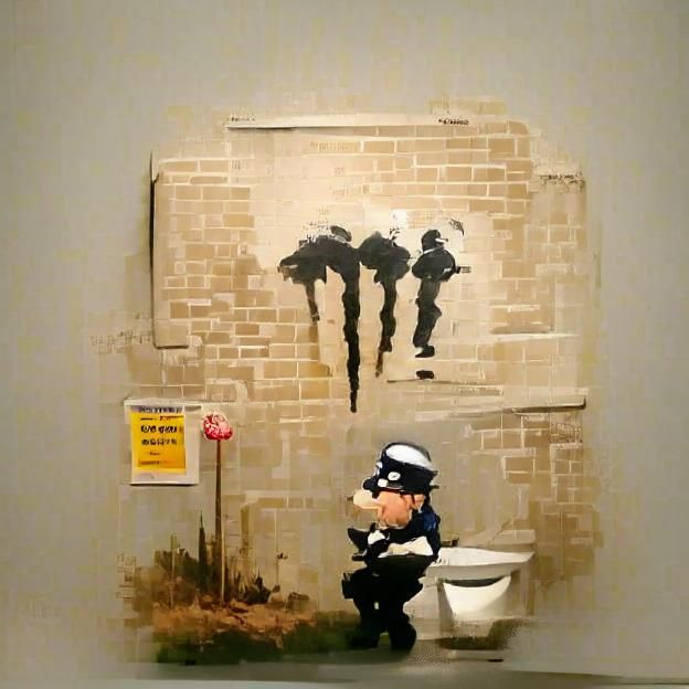 Constipated Policemen in Street Art Style