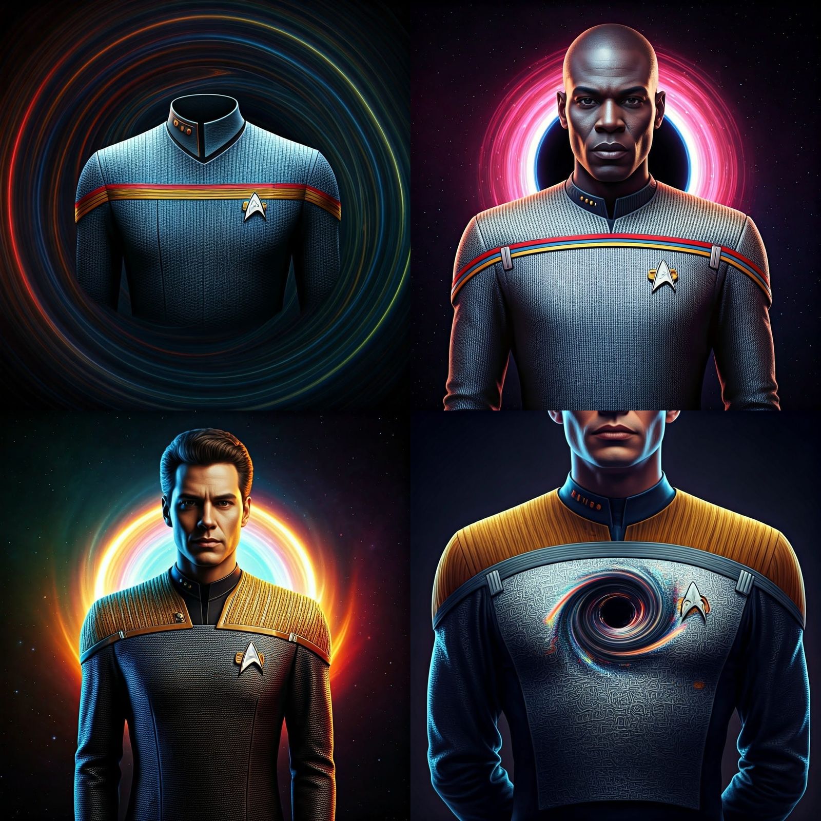 Starfleet Officer in Shimmering Holographic Uniform with Tec...