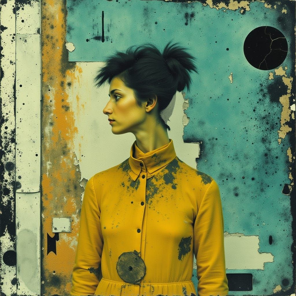 Vibrant Teal and Amber Abstract Composition