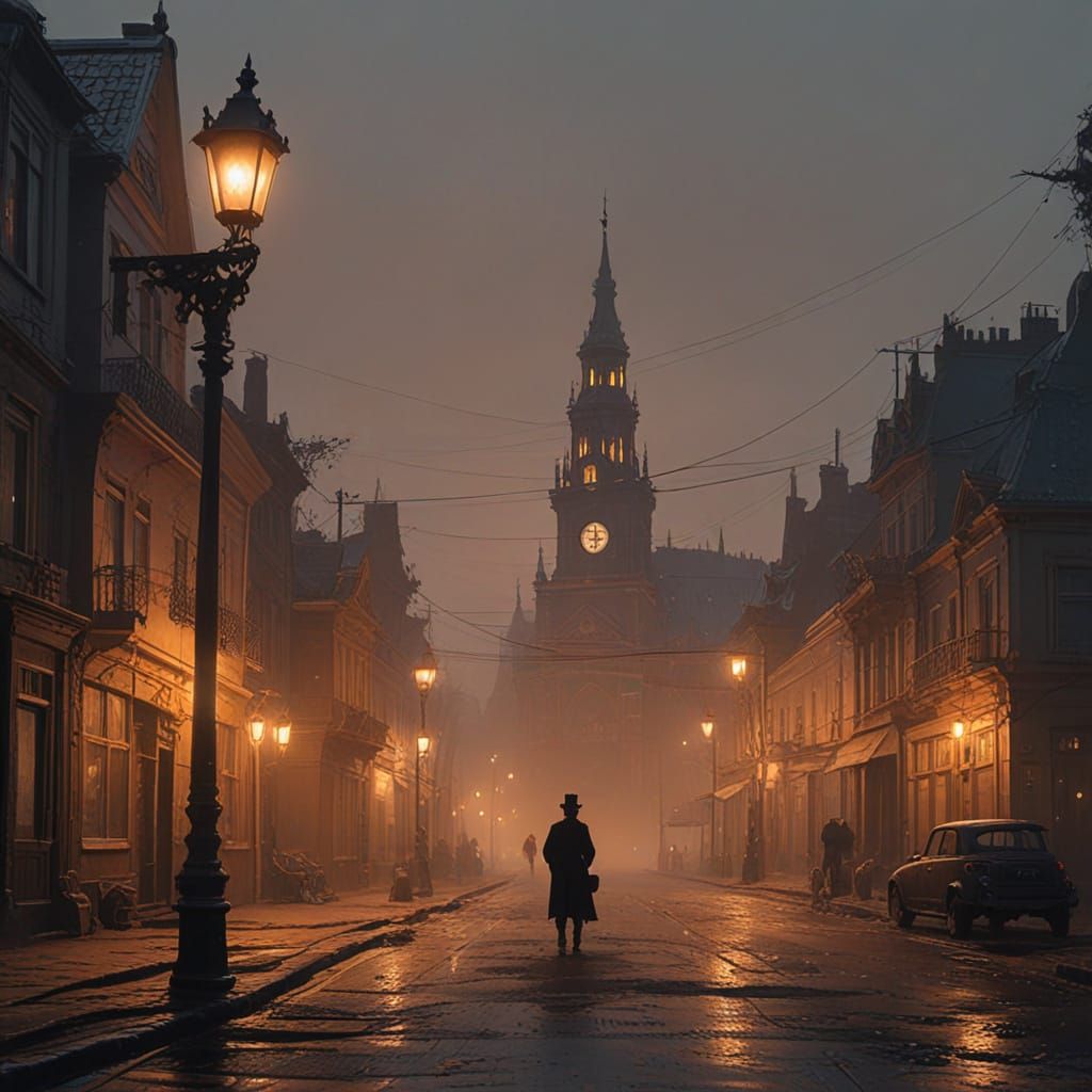 Steampunk Figure in Golden Glow