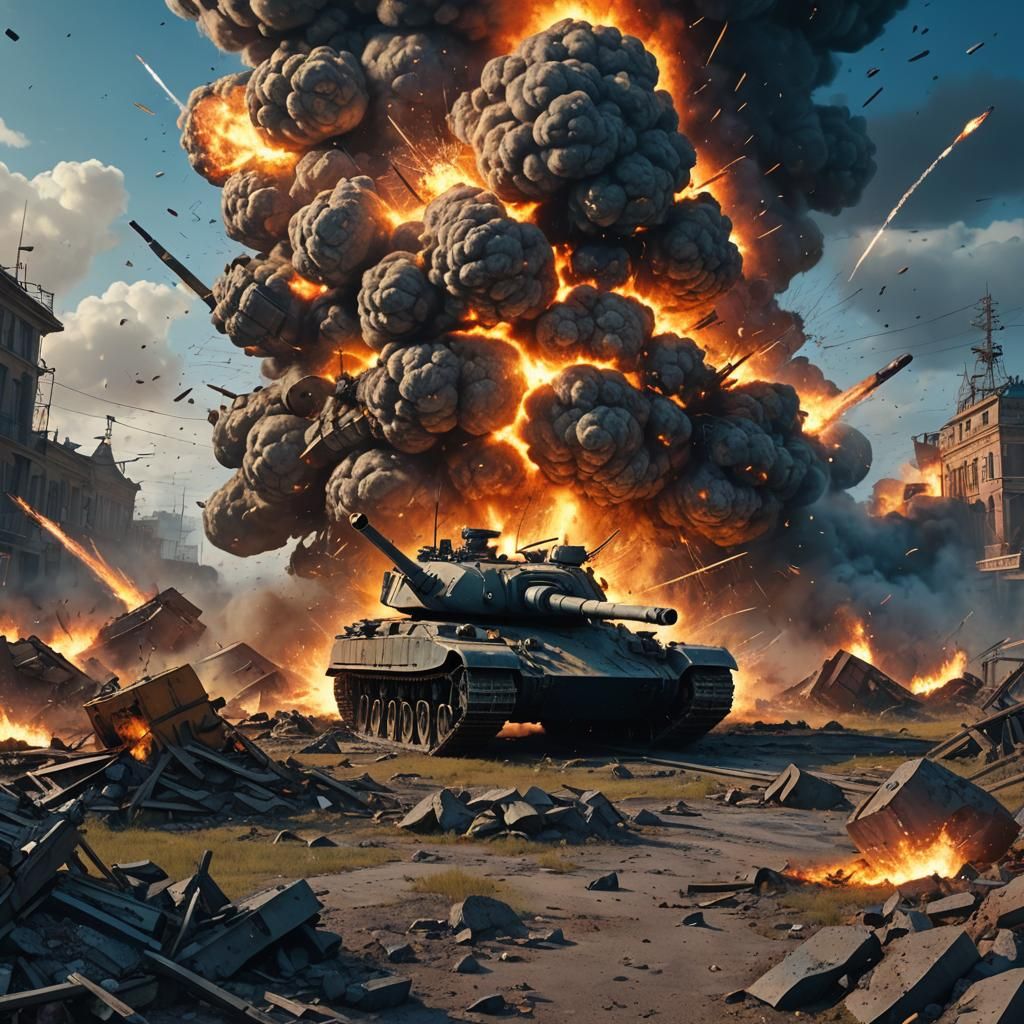Tank Explosion in Epic Fantasy Battlefield