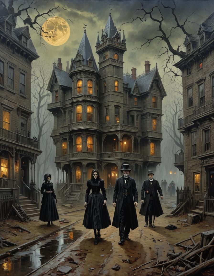 Gothic Victorian Horror Oil Painting