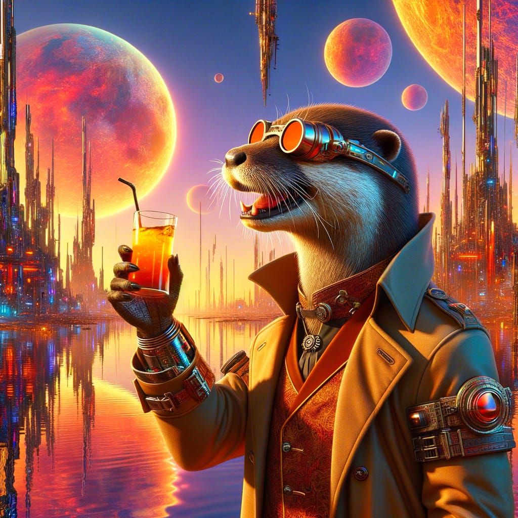 Cyberpunk Steampunk Dystopian Alliance Under Multi-Sunlight