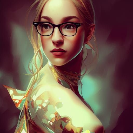 Beautiful Nerd Girl Portrait in Artgerm Style