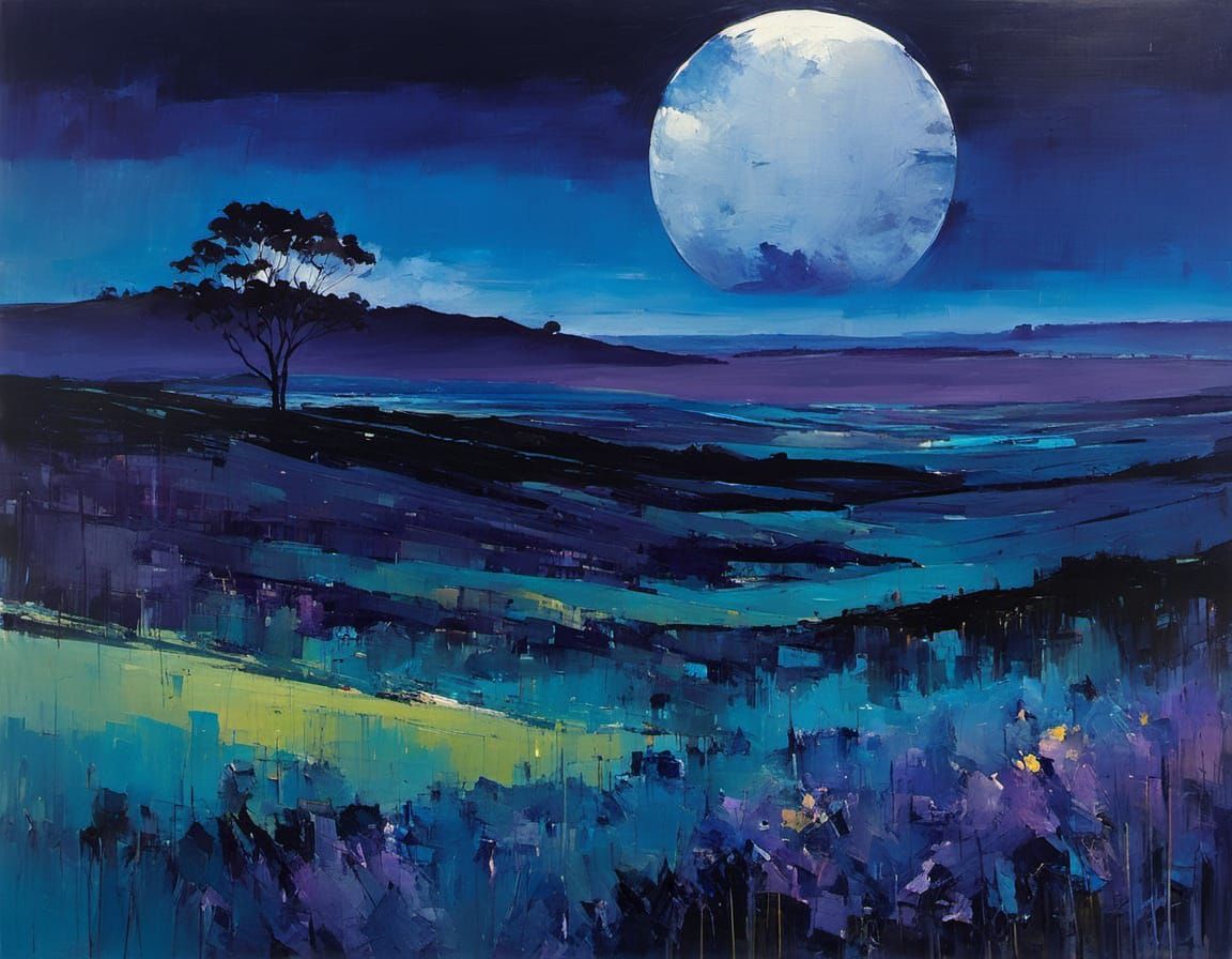 Dreamscape in Deep Blues and Violet Hues