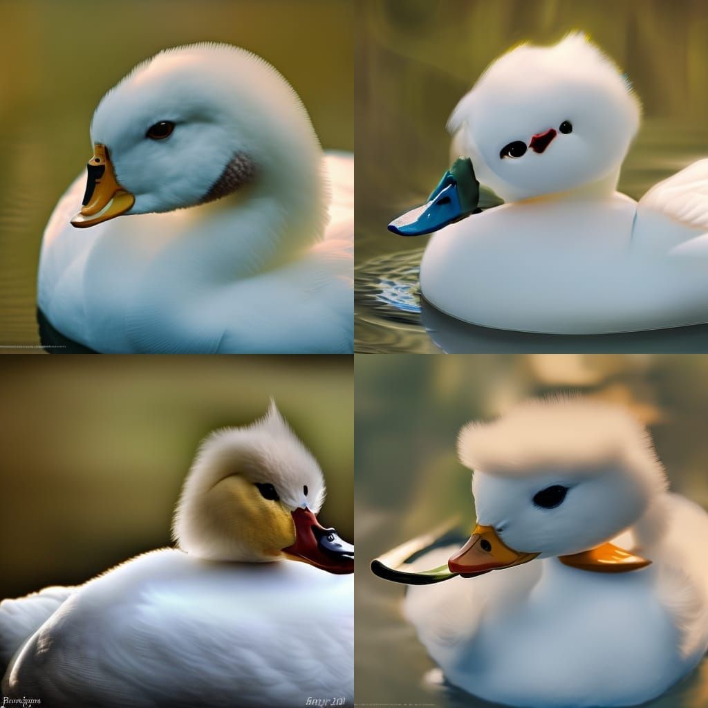 Adorable White Duck Close-Up: 3D Digital Art