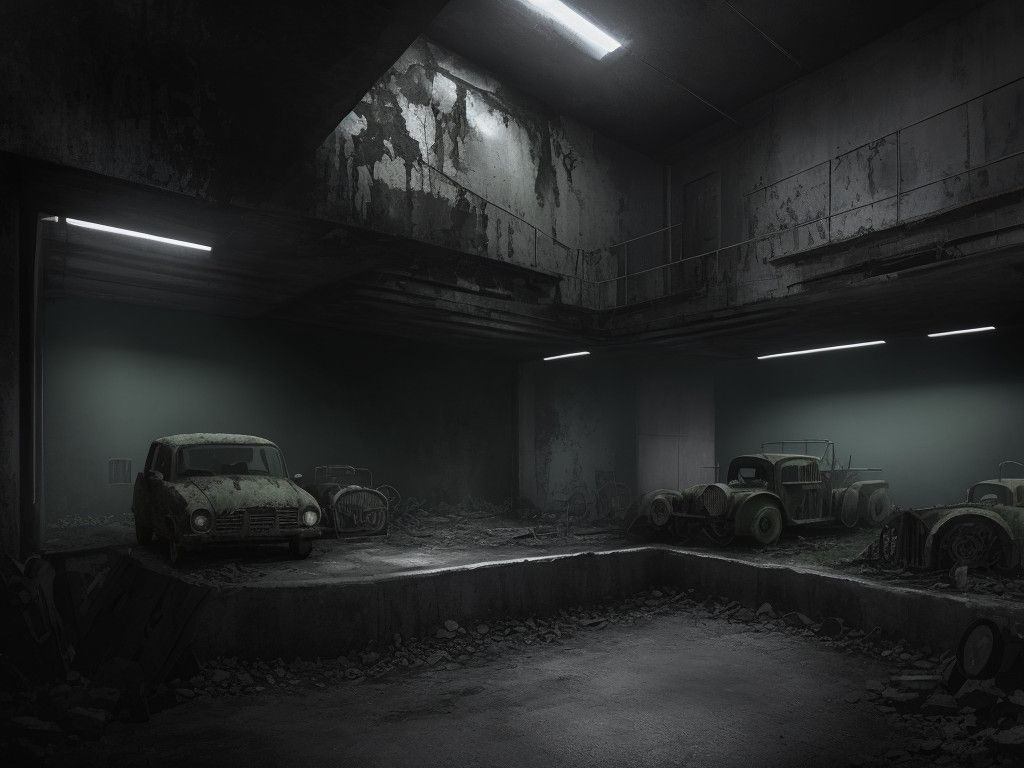 Dark Cyberpunk Mechanisms in Abandoned Ruins