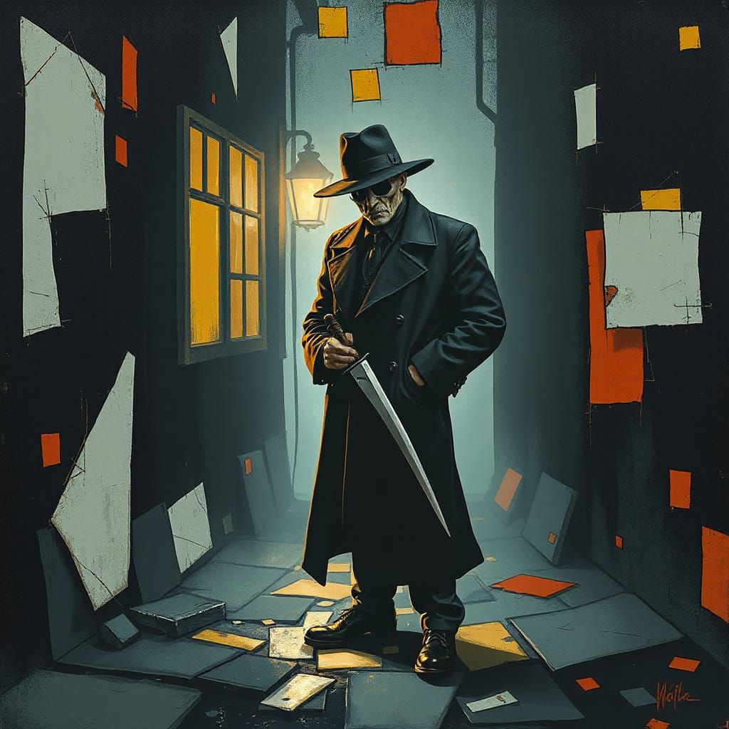 Surrealist Jack the Ripper in a Cubist Alleyway