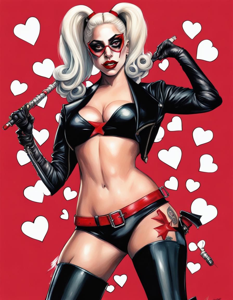 Lady Gaga as Harley Quinn Pinup Art