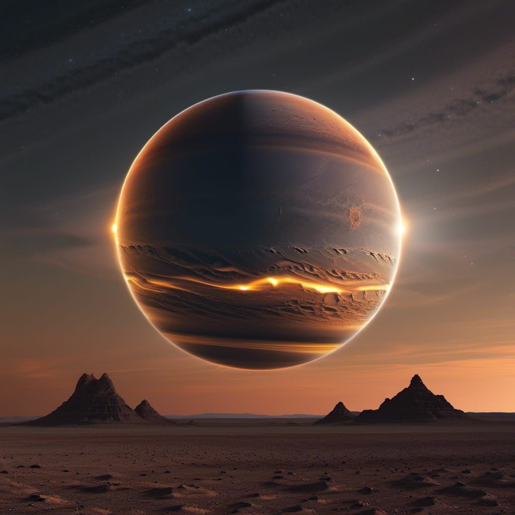 Exotic Alien Planet Moonrise in Sci-Fi Style