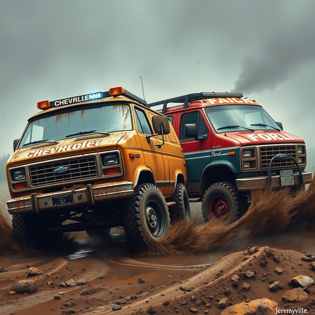 Tough Chevy 4x4 Van Engages in Epic Tug of War with Ford 4x4...