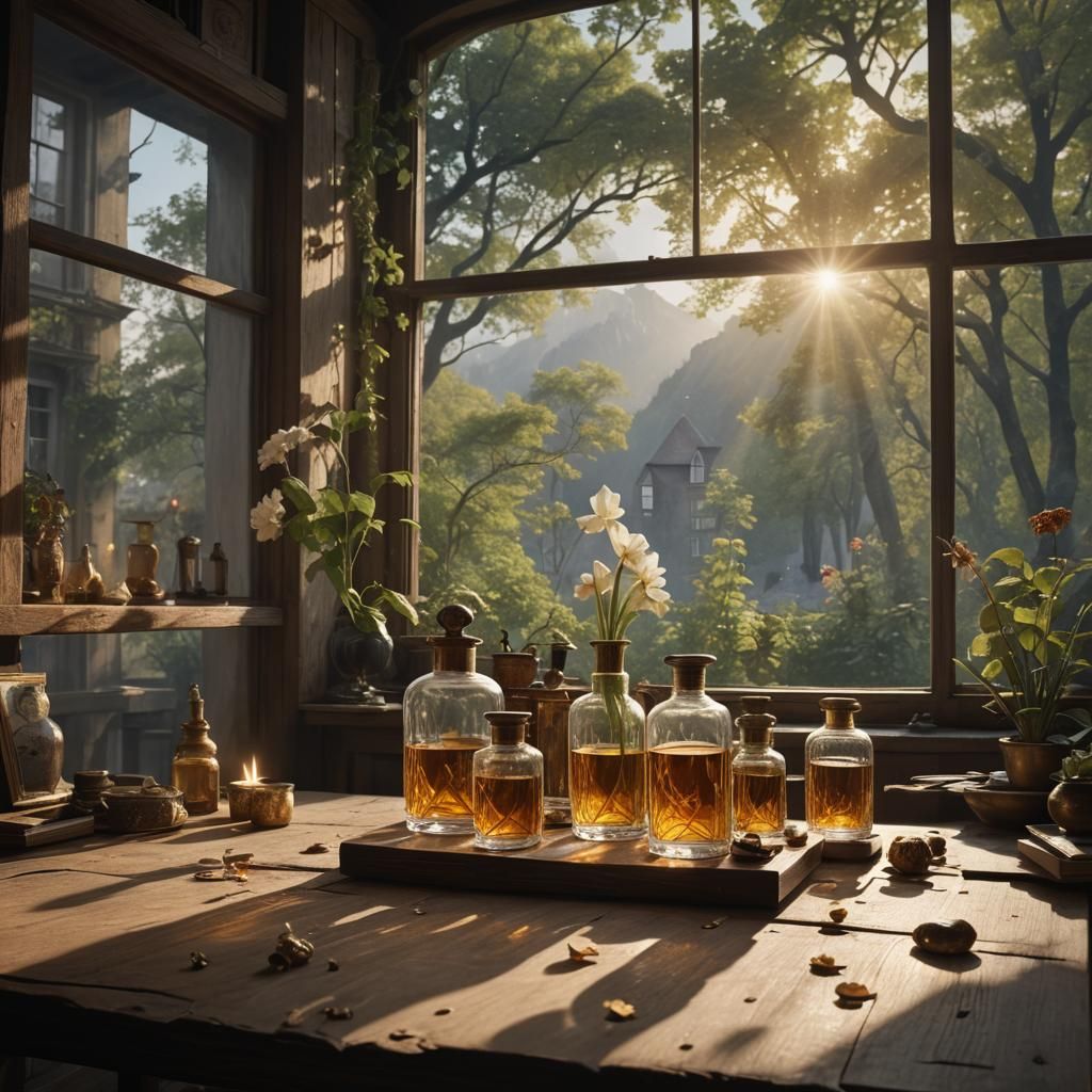 Perfume Bottle in Gustav Klimt Style