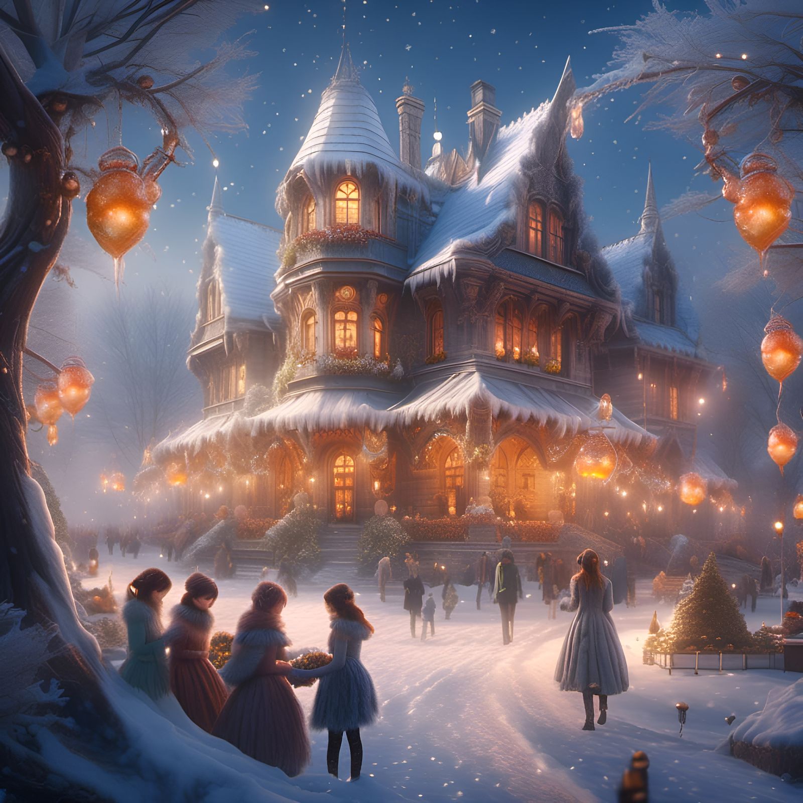 Winter Fairies Celebration in Detailed Concept Art