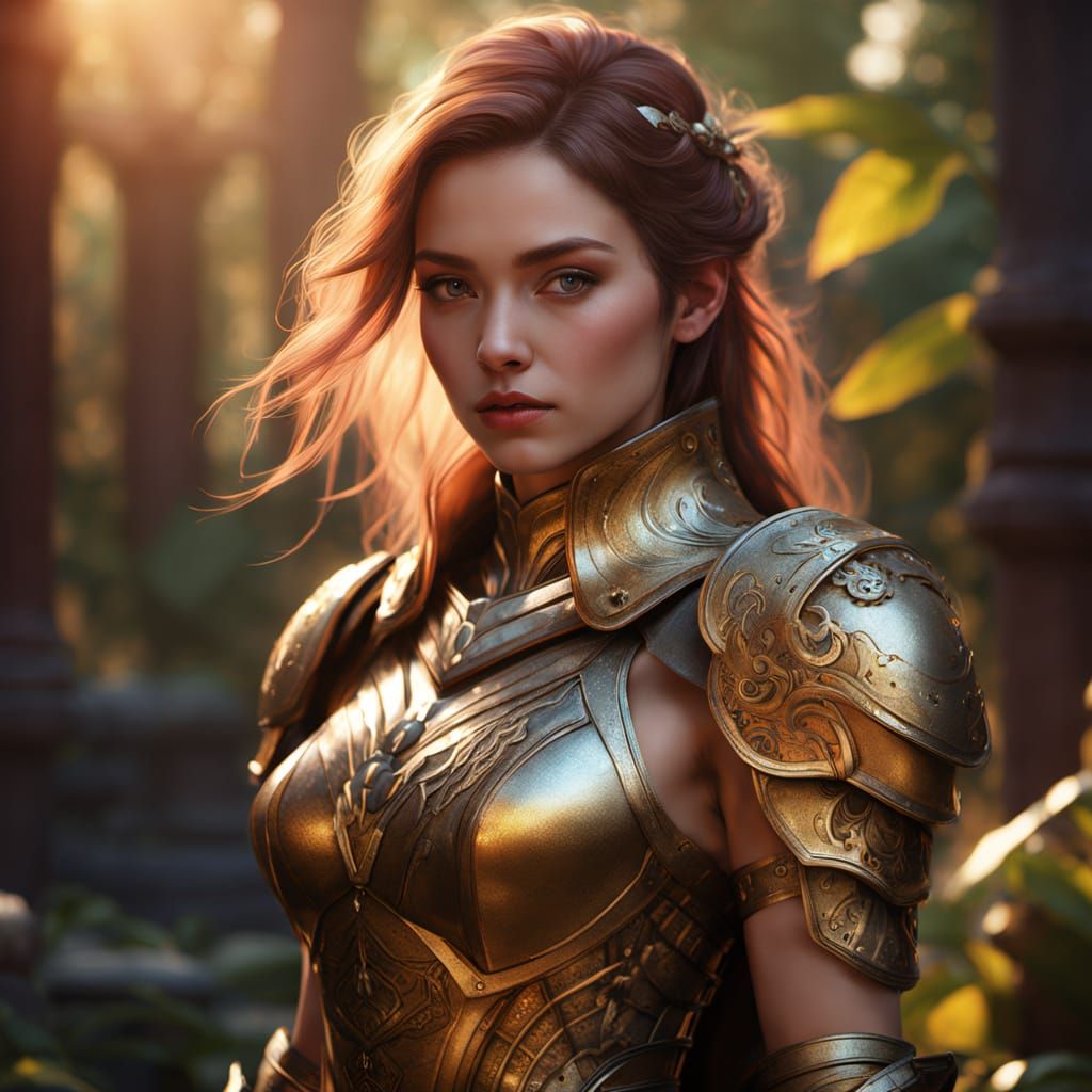Hyperrealistic Artgerm-Style Female Figure in Golden Hour