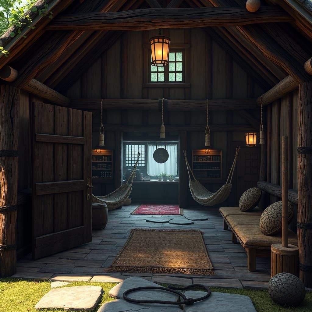 Quaint Half-Timbered Inn in 3D Anime Style