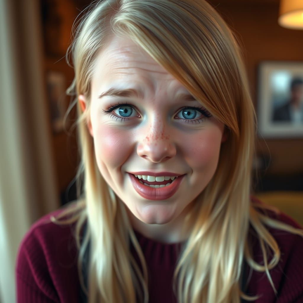 Silly Blonde Woman Talking Incessantly Cinematic Portrait