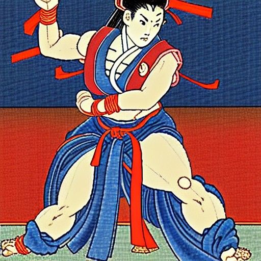 Chun-Li in Ukiyo-e Style from Street Fighter