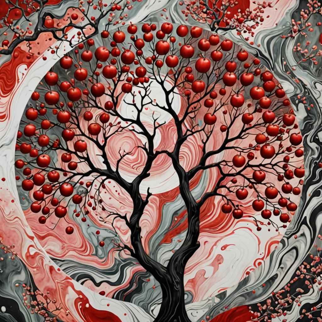 Blossoming Apple Tree in Harmony with Nature