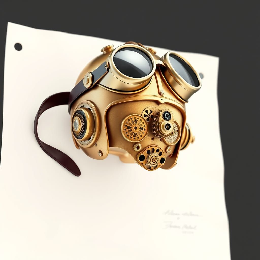 Steam Punk Helmet Design Patent Drawing in Intricate 3D