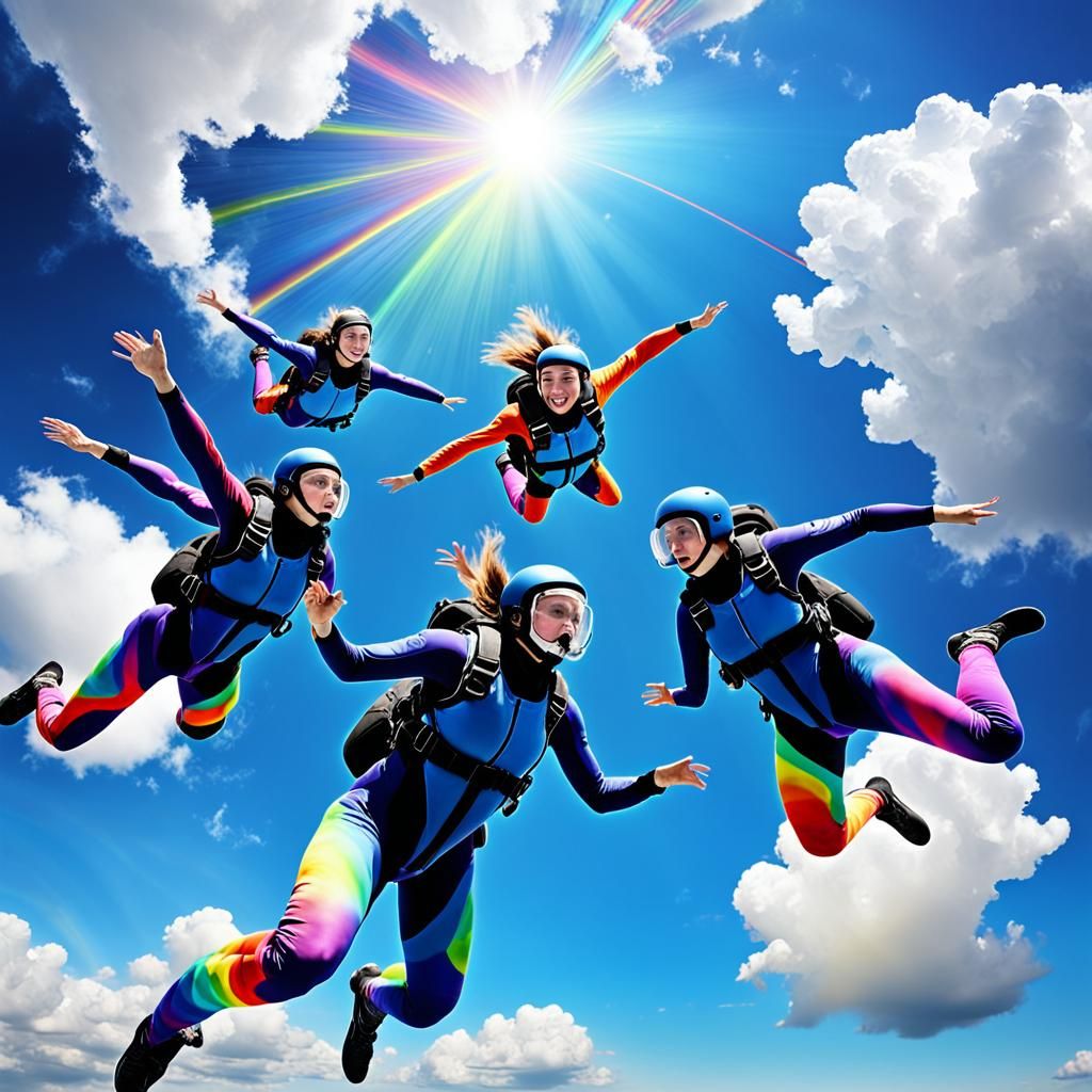 Spectacular Skydiving Formation in Science Fiction Style