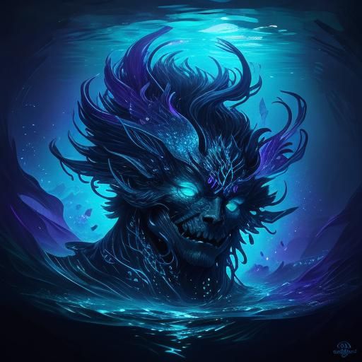 Bioluminescent Deep-Sea Creature in Neon Colors