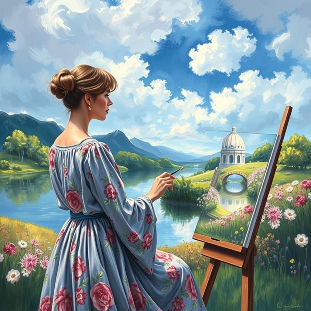 Ethereal Landscape Painting with Impasto Gouache Textures