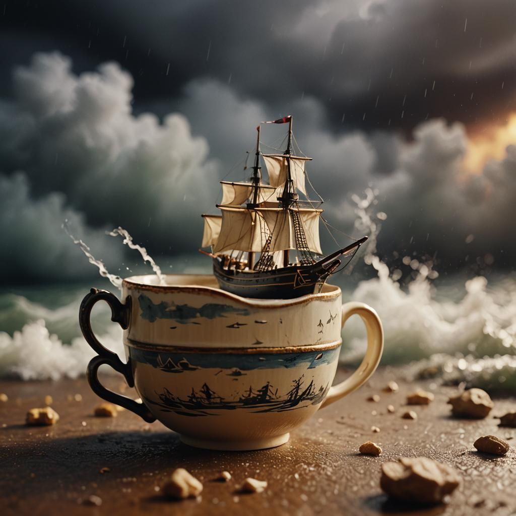 Toy Ship's Stormy Tea Cup: A Cinematic Miniature