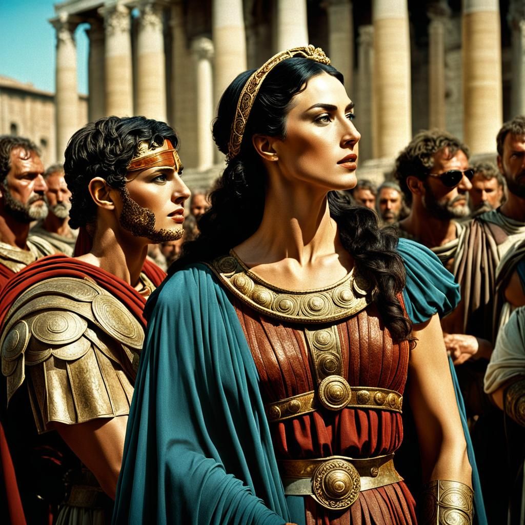 Beautiful Roman Woman in Classical Rome: Cinematic Still