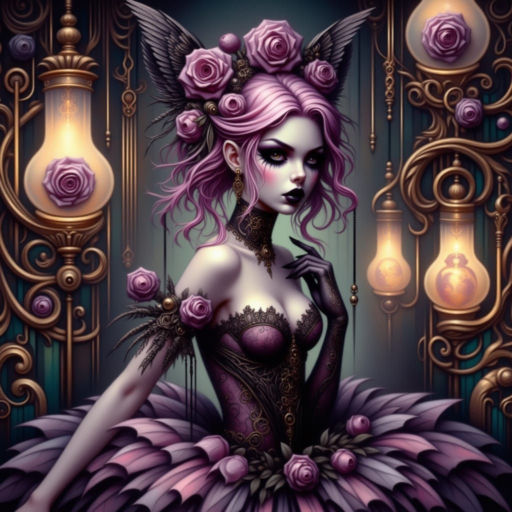 Sinister Ballerina Goblin Girl: Dark Fantasy Art