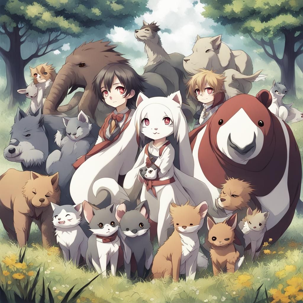 Anime Style Animals in Japanese Manga Art