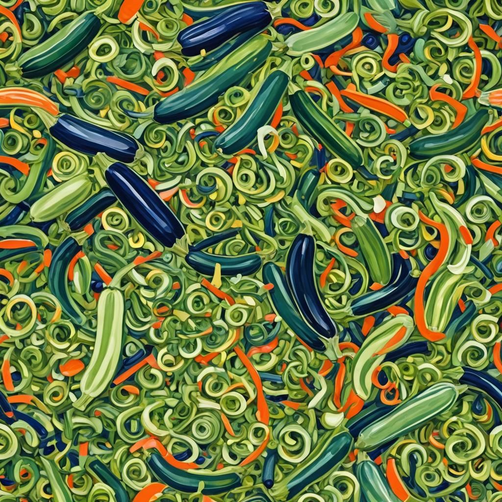 Zucchini Decorations in Abstract Expressionism Style