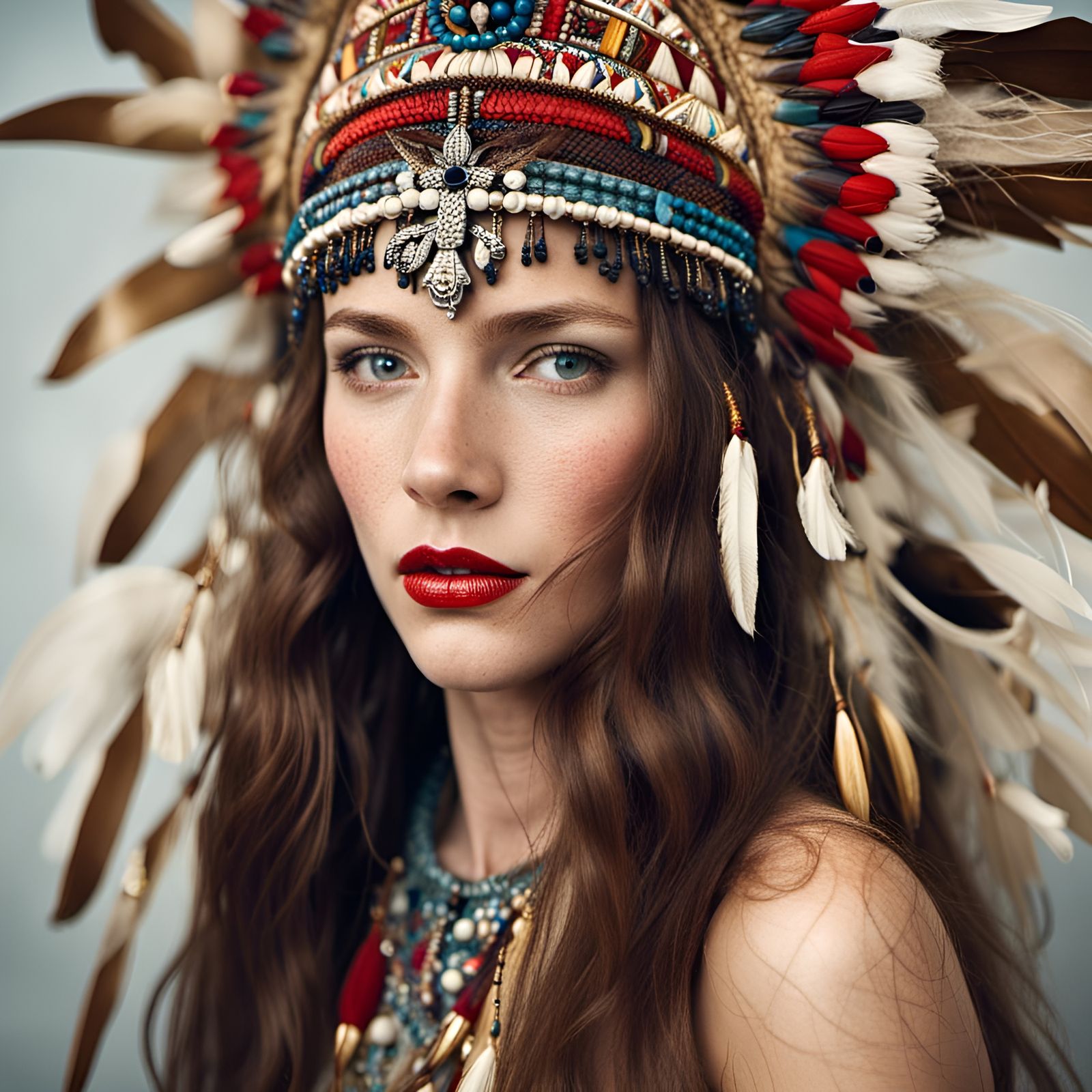 English Woman with Festival Headdress Portrait