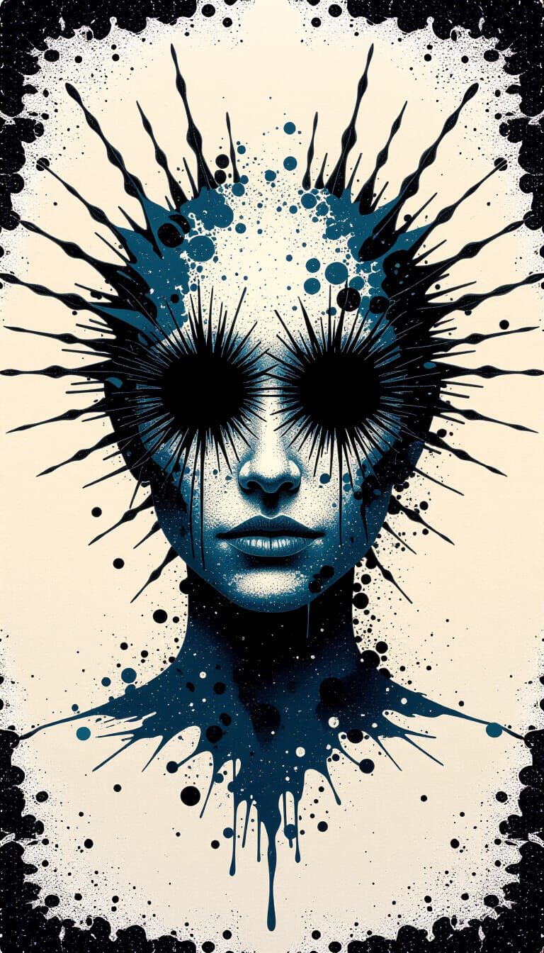 Abstract Pareidolia Portrait with Textured Stipple Paint