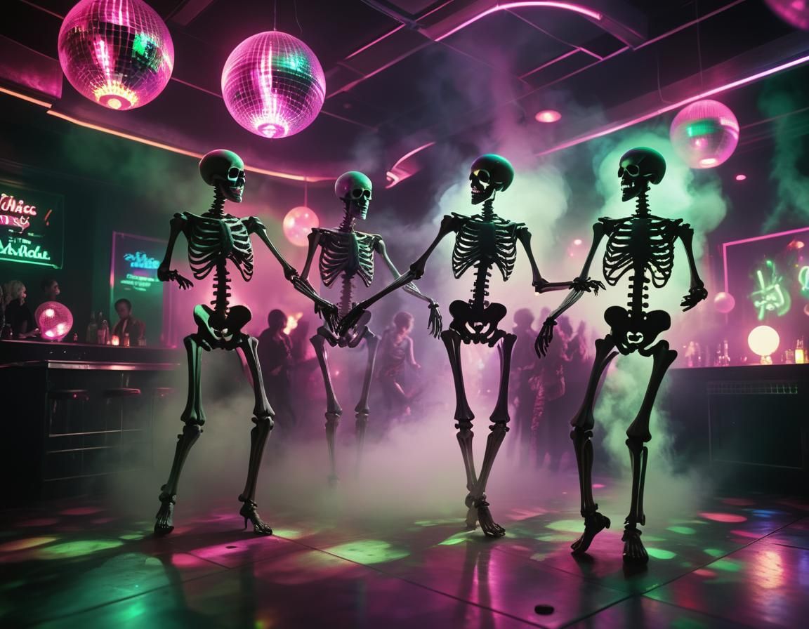 Skeletal Dance in Retro-Futuristic Disco