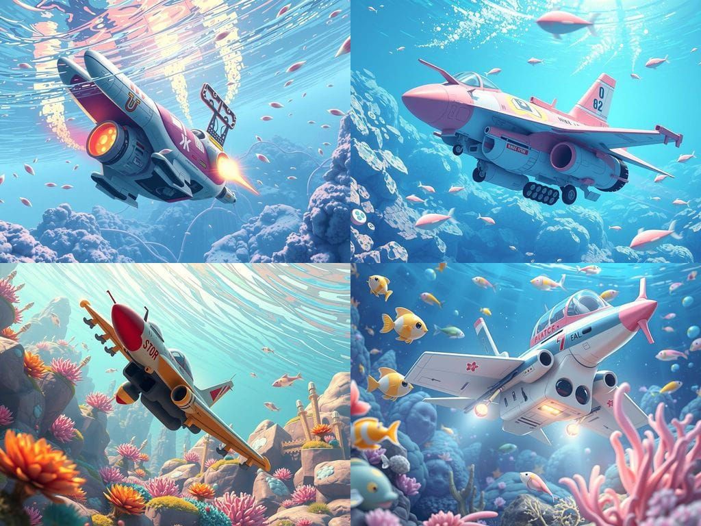 Kawaii Style Fighter Launch Below Water