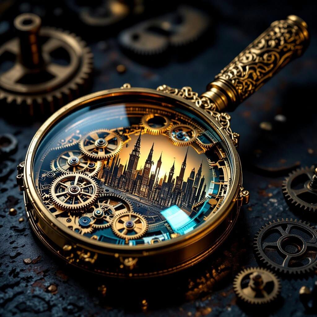 Steampunk Magnifying Glass Reveals Victorian Cityscape