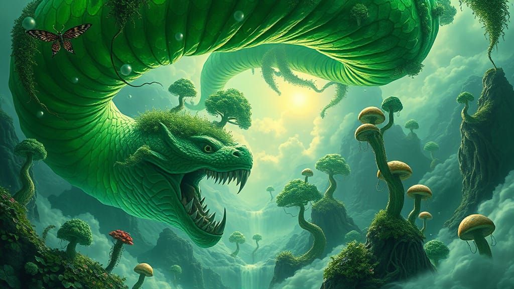 Emerald Green Leviathan Devours Reality in Eternal Cycles