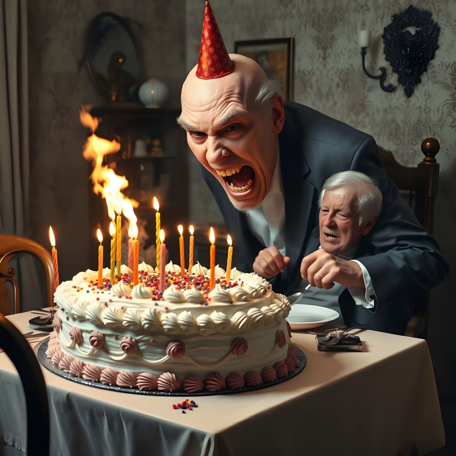 Giant Birthday Cake Attacks Elderly Man While Dining