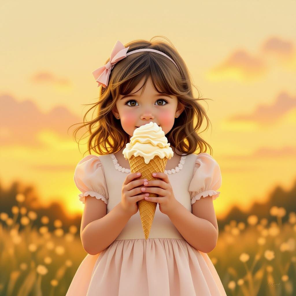 Girl with Moonbeam Ice Cream, Beatrix Potter Style