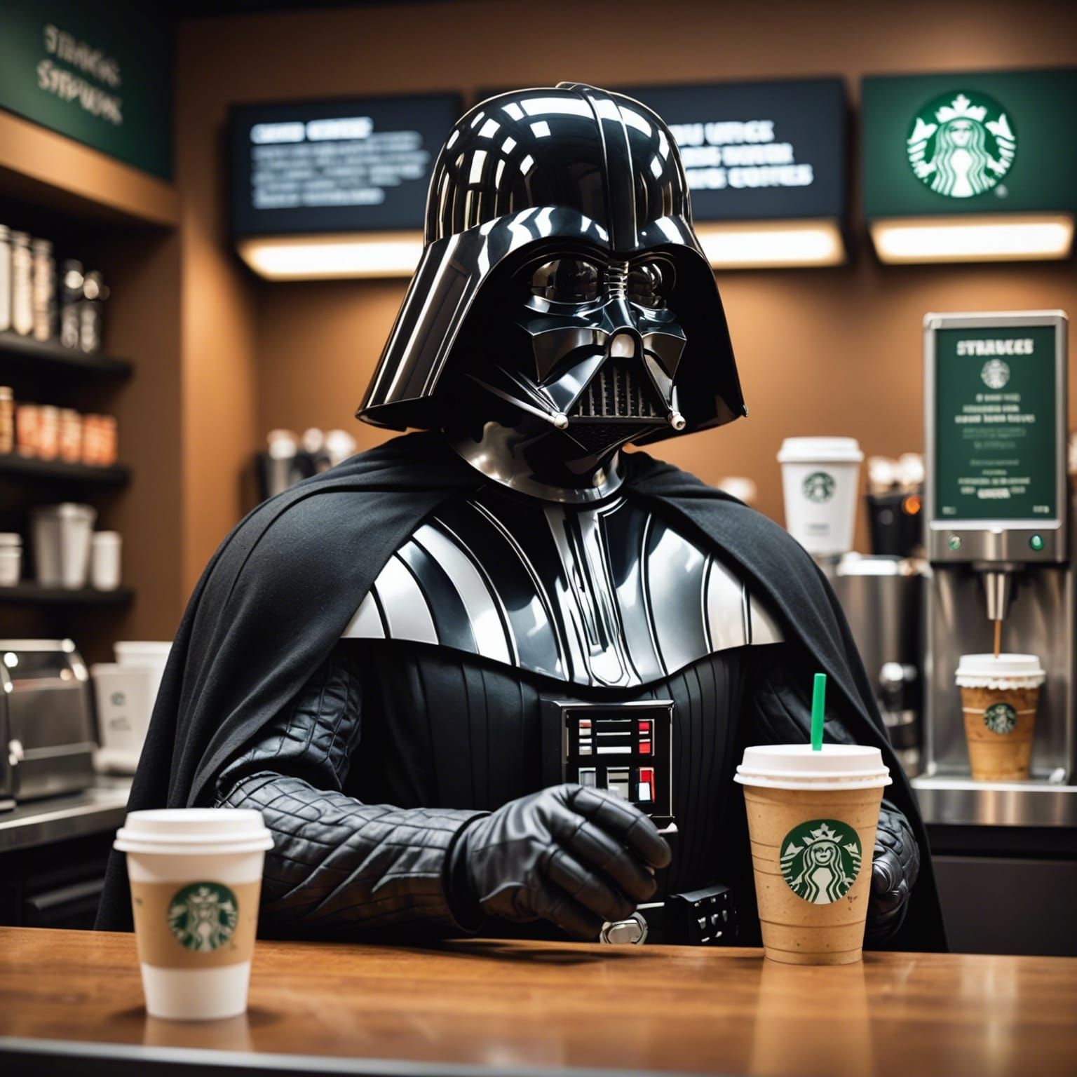 Picture this: Darth Vader working at Starbucks