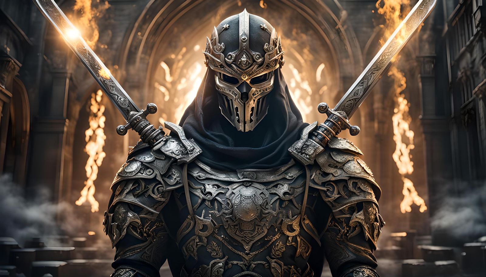 Metallic Android Assassin Guards Hell's Gates