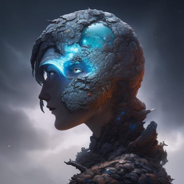 Lich Portrait in Hyperrealistic Biopunk Style