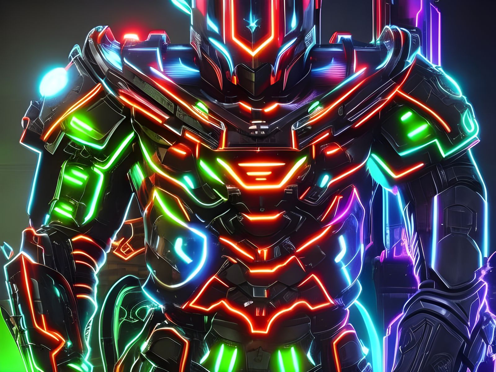Neon Knight in Cyberpunk Armor