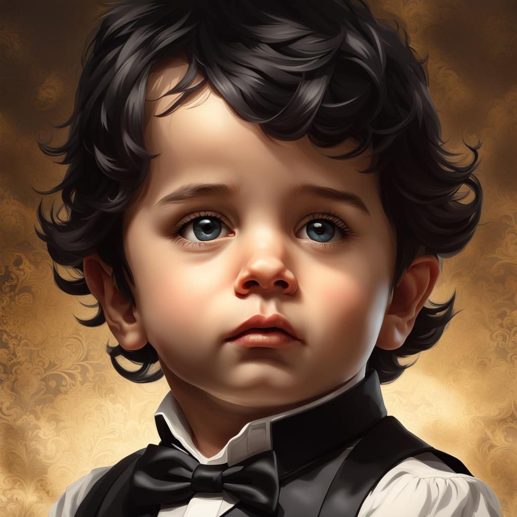 Toddler in Formal Dress: Hyperdetailed Portrait