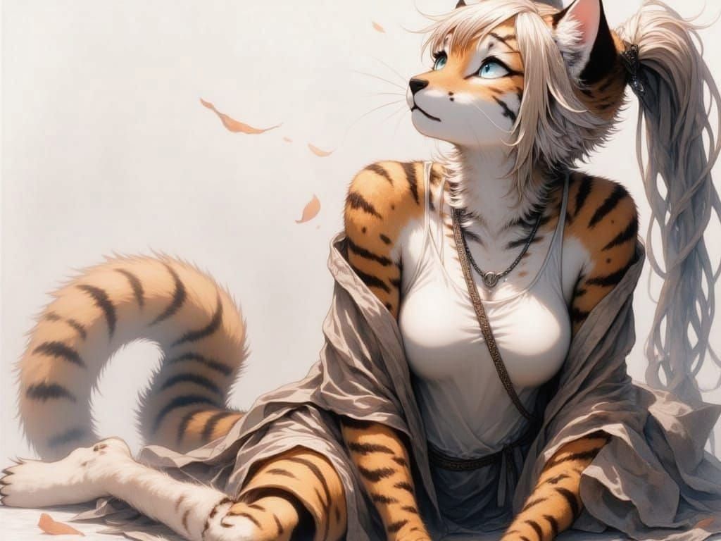 Abstract Expressionist Cat Portrait with Cybernetic Leg