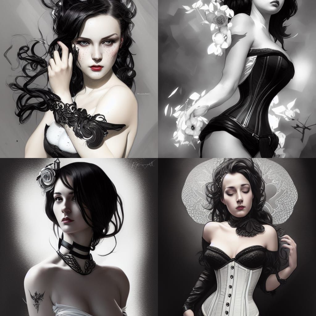 Magpie E-Girl Portrait in Hyperdetailed Digital Art