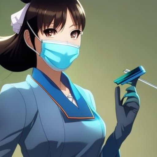 Anime Style Dental Hygienist in Mask