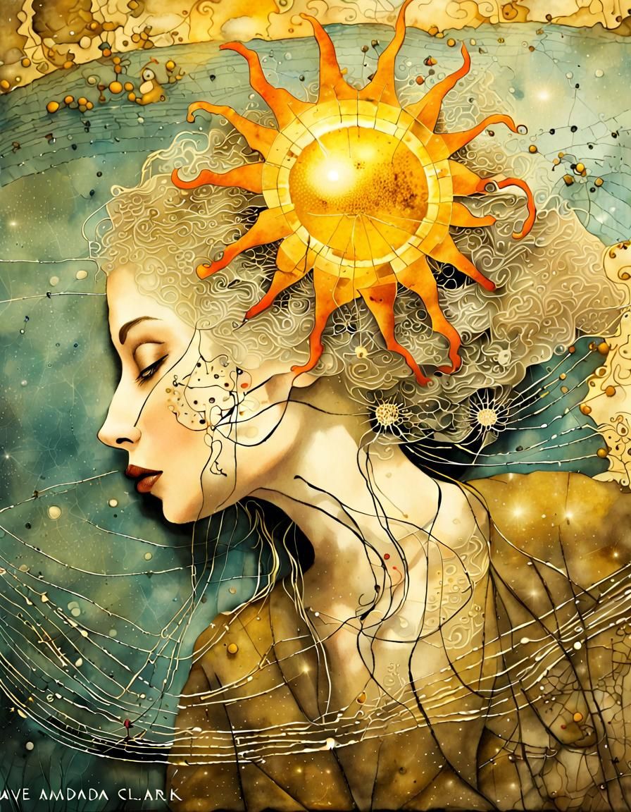 Abstract Portrait of Woman with Geometric Elements