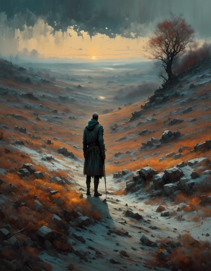 Barren Winter Landscape in James Gurney Style